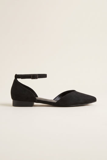 Ballet Flats Pointed Toe - Black Suede