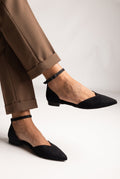 Ballet Flats Pointed Toe - Black Suede