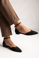 Ballet Flats Pointed Toe - Black Suede