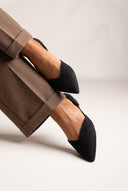 Ballet Flats Pointed Toe - Black Suede