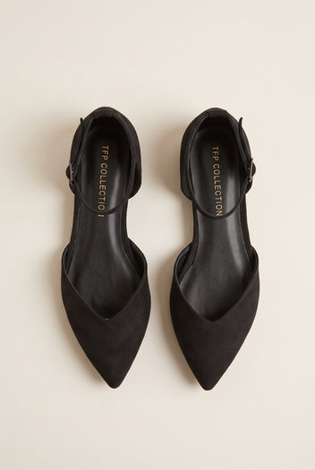 Ballet Flats Pointed Toe - Black Suede