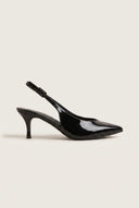 Slingback Pumps Pointed Toe - Black Patent