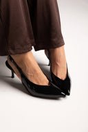 Slingback Pumps Pointed Toe - Black Patent