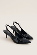 Slingback Pumps Pointed Toe - Black Patent