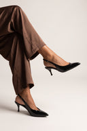Slingback Pumps Pointed Toe - Black Patent
