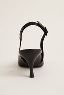 Slingback Pumps Pointed Toe - Black Patent