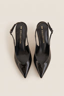 Slingback Pumps Pointed Toe - Black Patent