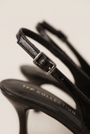 Slingback Pumps Pointed Toe - Black Patent