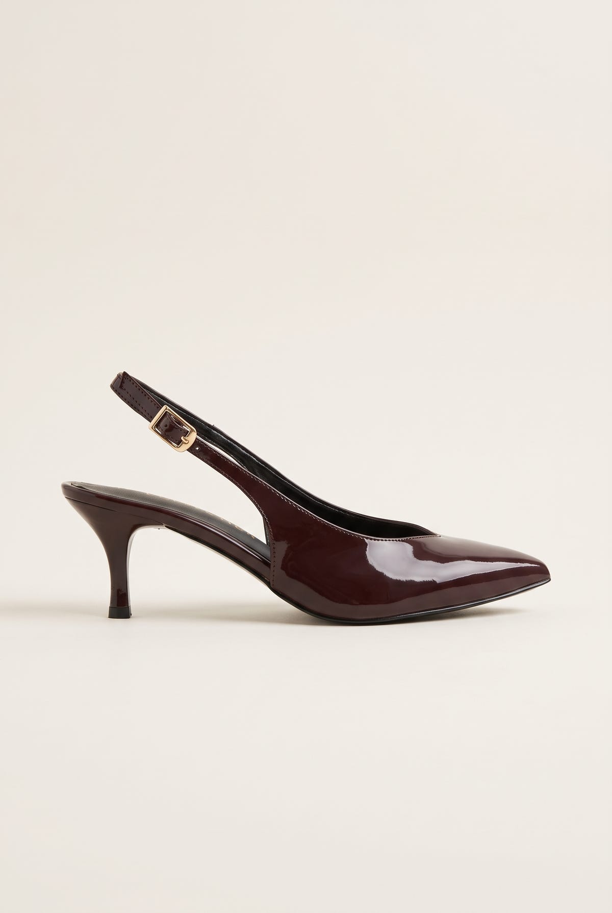 Décolleté slingback a punta - Vernice Marrone