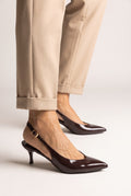 Décolleté slingback a punta - Vernice Marrone