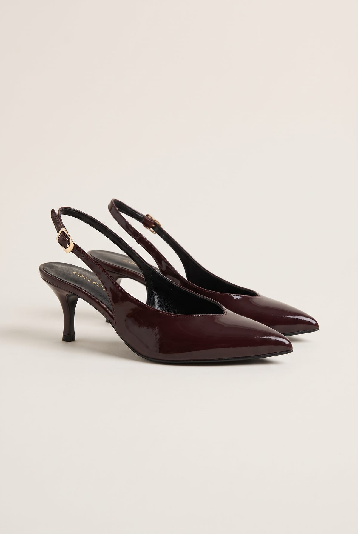 Décolleté slingback a punta - Vernice Marrone
