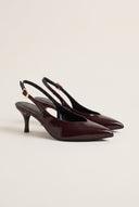 Slingback Pumps Pointed Toe - Brown Patent