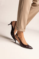 Slingback Pumps Pointed Toe - Brown Patent