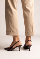 Slingback Pumps Pointed Toe - Brown Patent