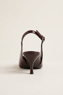 Slingback Pumps Pointed Toe - Brown Patent