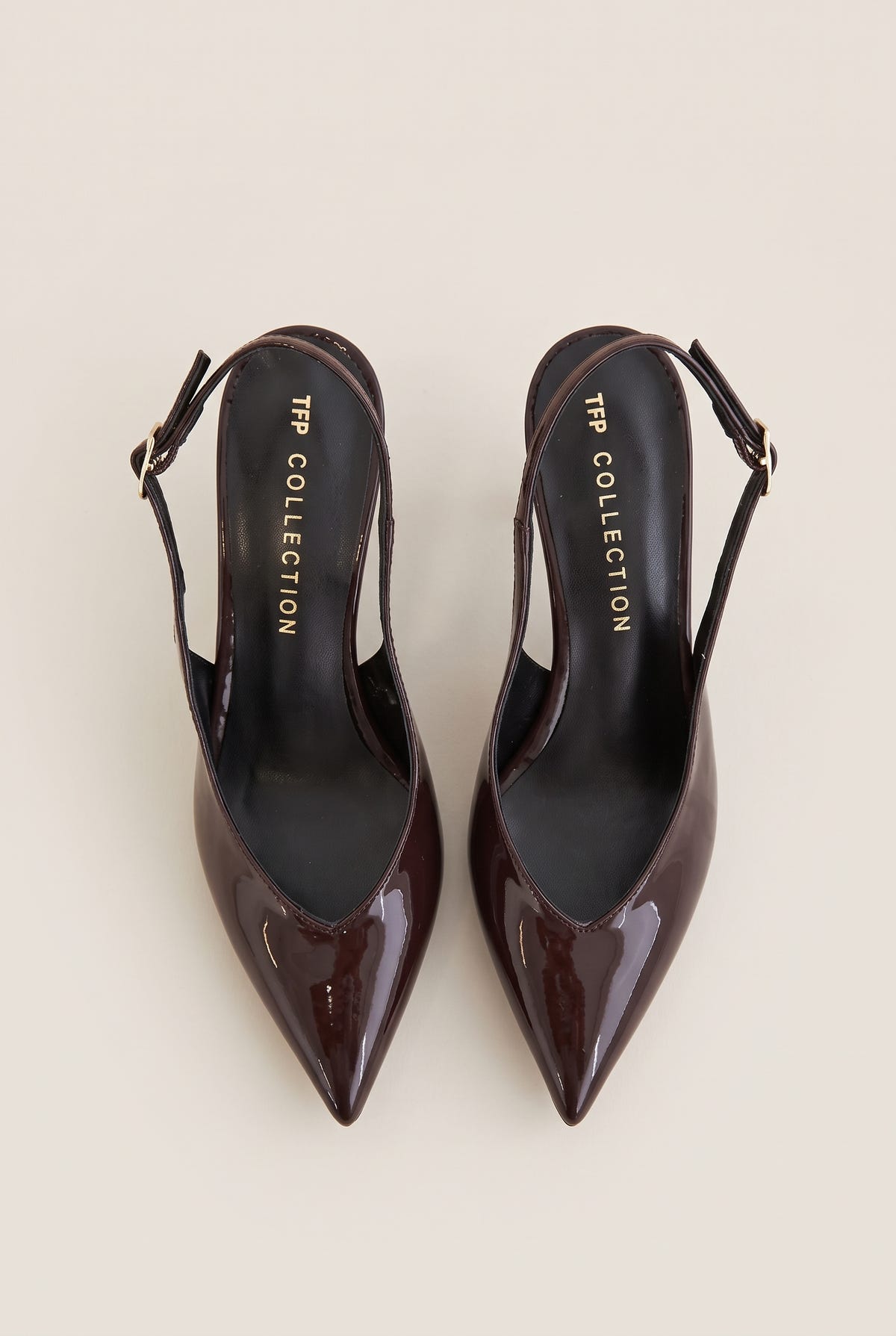 Décolleté slingback a punta - Vernice Marrone