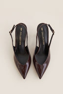 Slingback Pumps Pointed Toe - Brown Patent