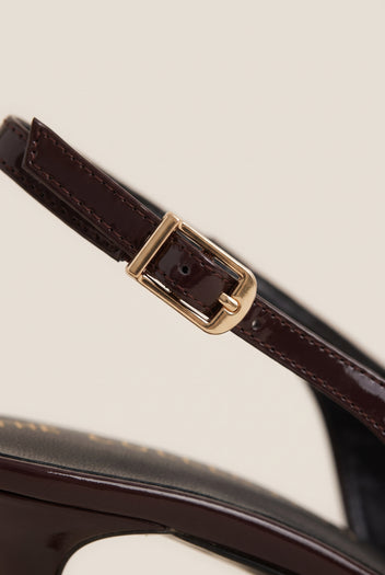 Décolleté slingback a punta - Vernice Marrone