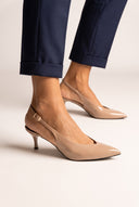 Slingback Pumps Pointed Toe - Nude Patent