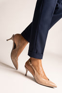 Slingback Pumps Pointed Toe - Nude Patent
