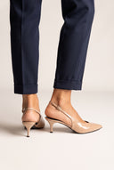 Slingback Pumps Pointed Toe - Nude Patent