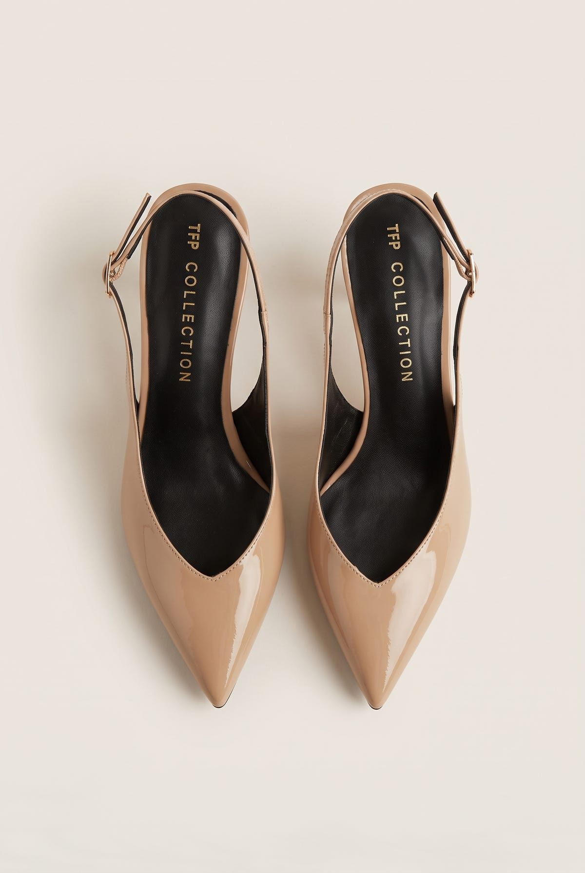 Slingback Pumps Pointed Toe - Nude Patent