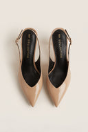 Slingback Pumps Pointed Toe - Nude Patent