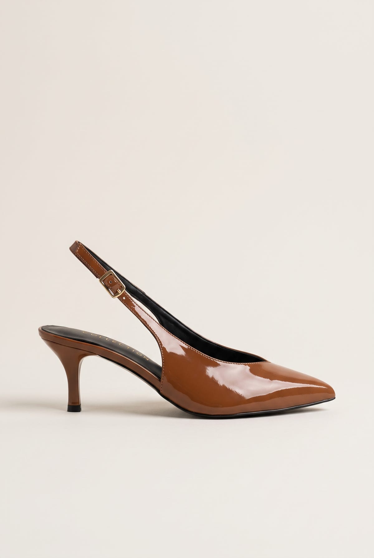 Slingback Pumps Pointed Toe - Tan Patent