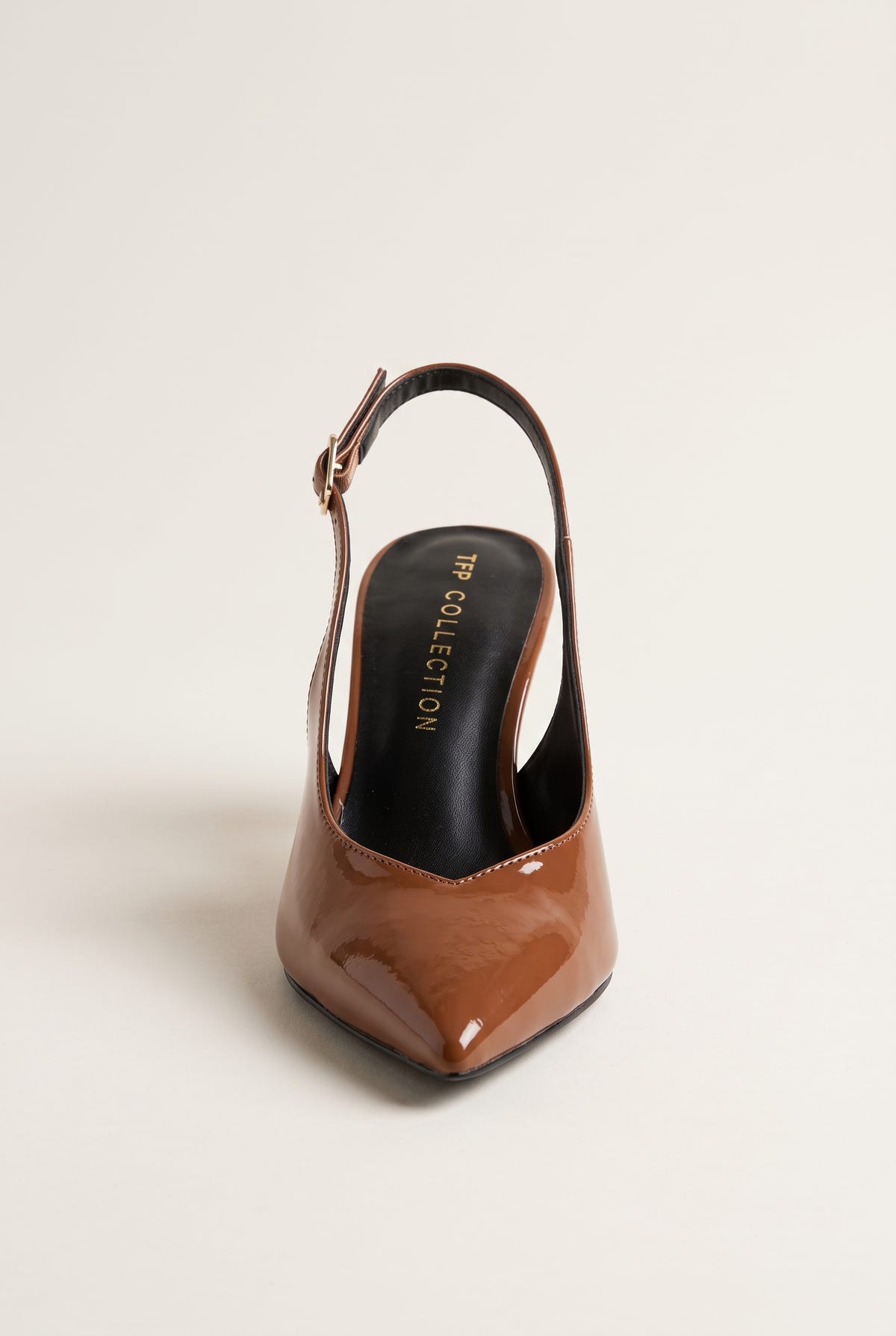 Slingback Pumps Pointed Toe - Tan Patent