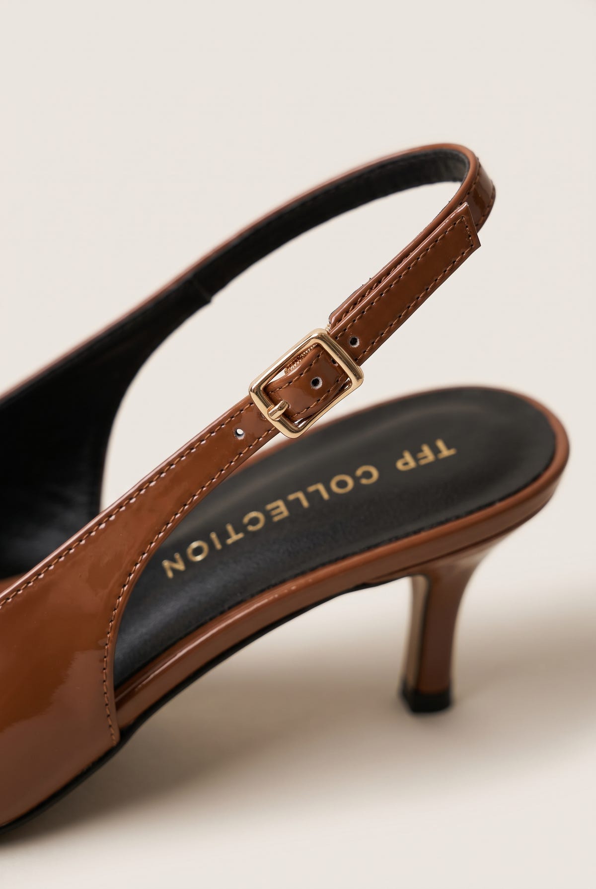 Slingback Pumps Pointed Toe - Tan Patent