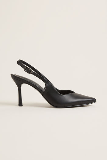 Stiletto Slingback Pumps Pointed Toe - Black Matte