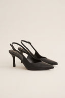 Stiletto Slingback Pumps Pointed Toe - Black Matte