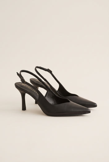 Stiletto Slingback Pumps Pointed Toe - Black Matte