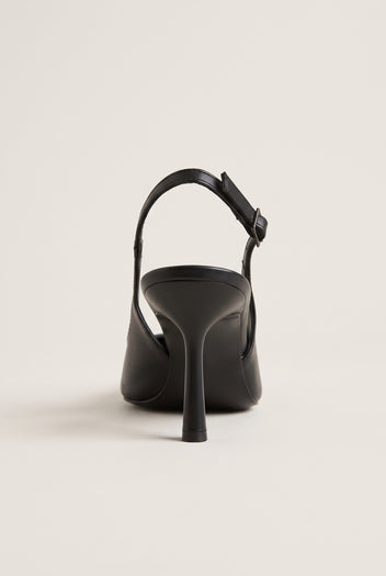Stiletto Slingback Pumps Pointed Toe - Black Matte