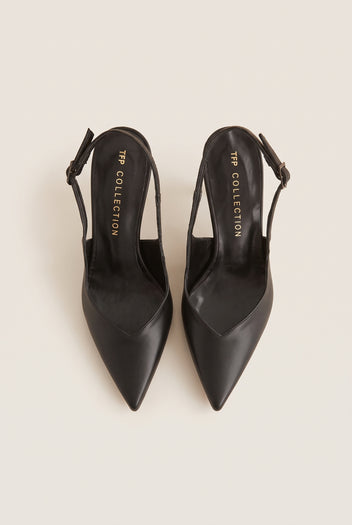 Stiletto Slingback Pumps Pointed Toe - Black Matte