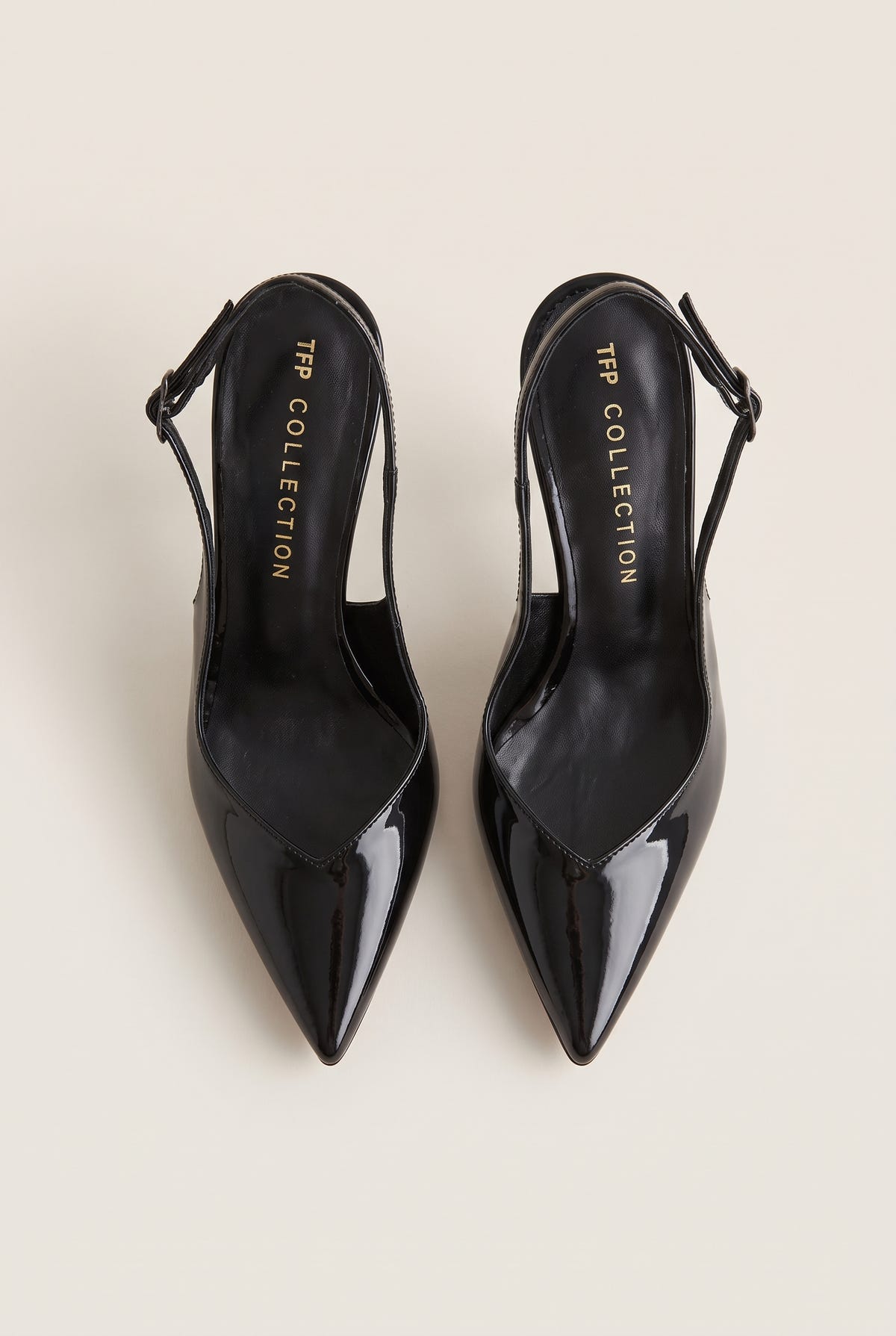 Γόβες στιλέτο Slingback Μυτερές - Μαύρο Λουστρίνι