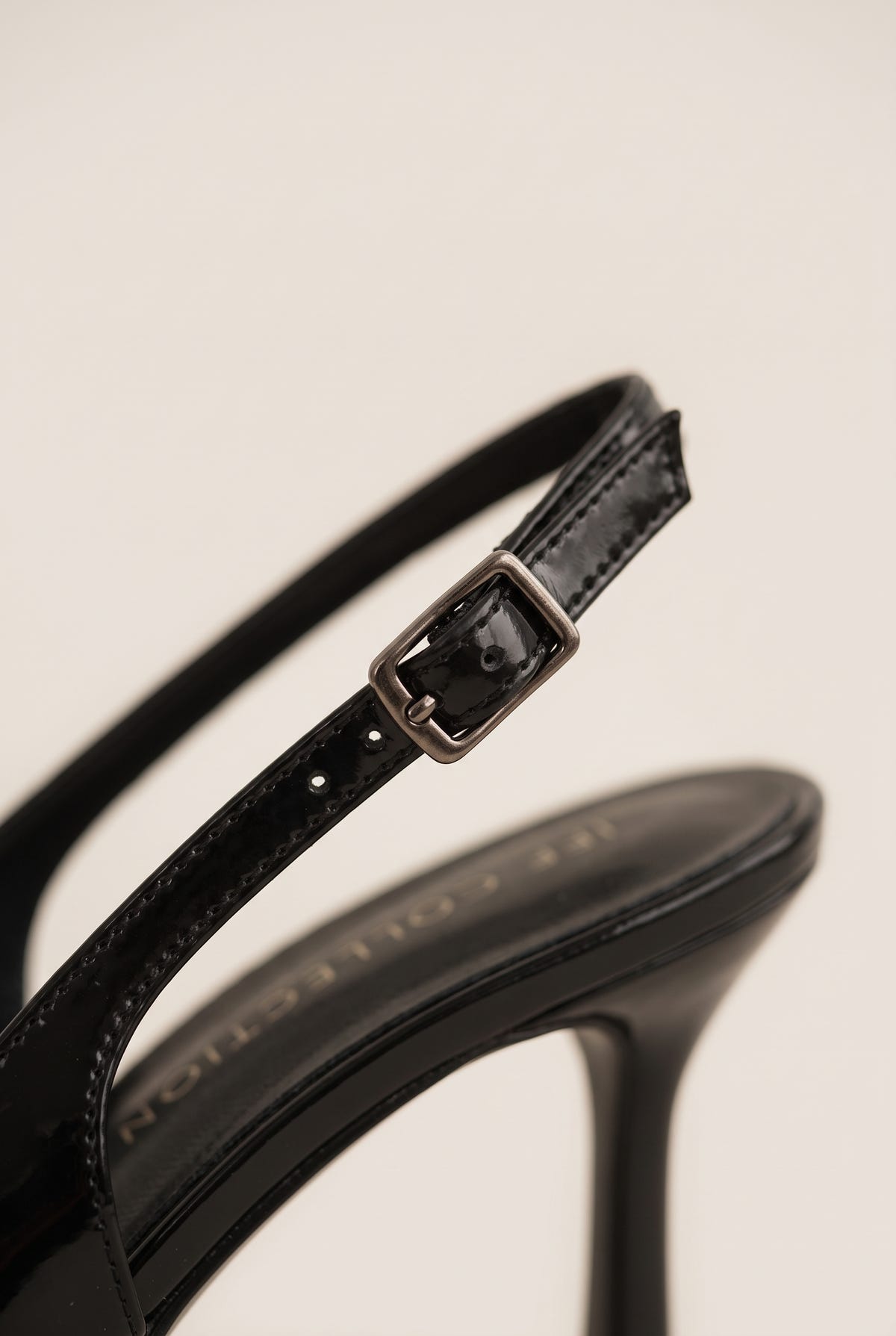Γόβες στιλέτο Slingback Μυτερές - Μαύρο Λουστρίνι