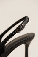 Stiletto Slingback Pumps Pointed Toe - Black Patent