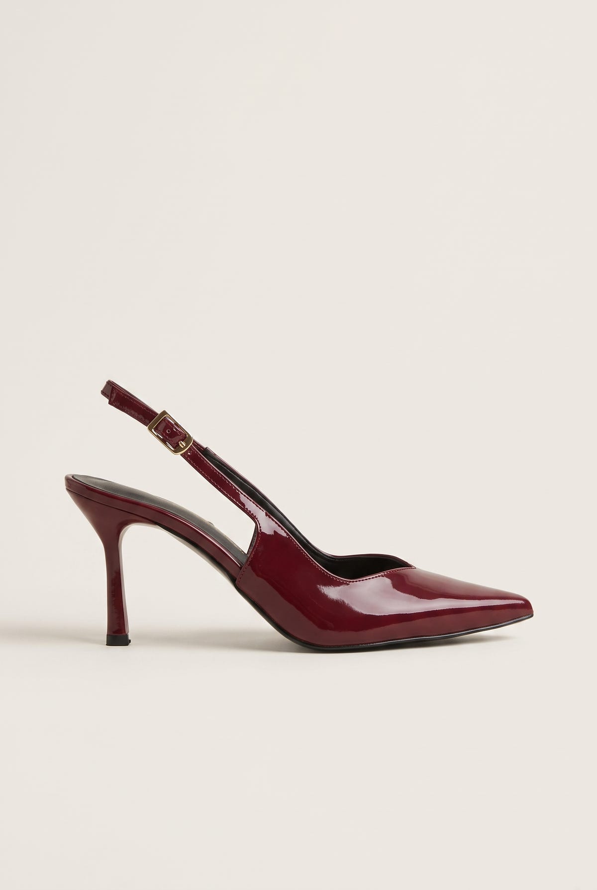 Stiletto Slingback Pumps Pointed Toe - Bordeaux Patent