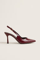 Stiletto Slingback Pumps Pointed Toe - Bordeaux Patent