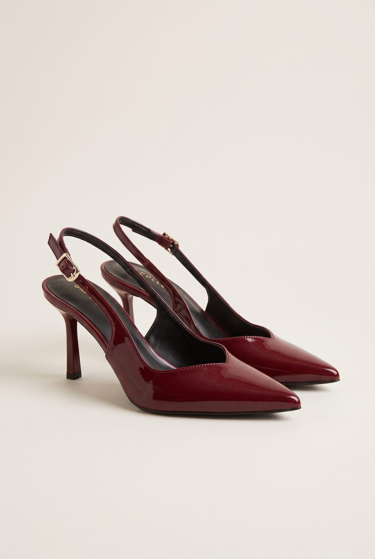Stiletto Slingback Pumps Pointed Toe - Bordeaux Patent
