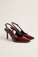 Stiletto Slingback Pumps Pointed Toe - Bordeaux Patent