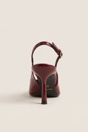 Stiletto Slingback Pumps Pointed Toe - Bordeaux Patent