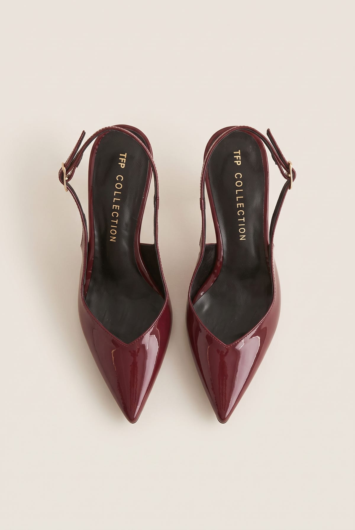 Stiletto Slingback Pumps Pointed Toe - Bordeaux Patent