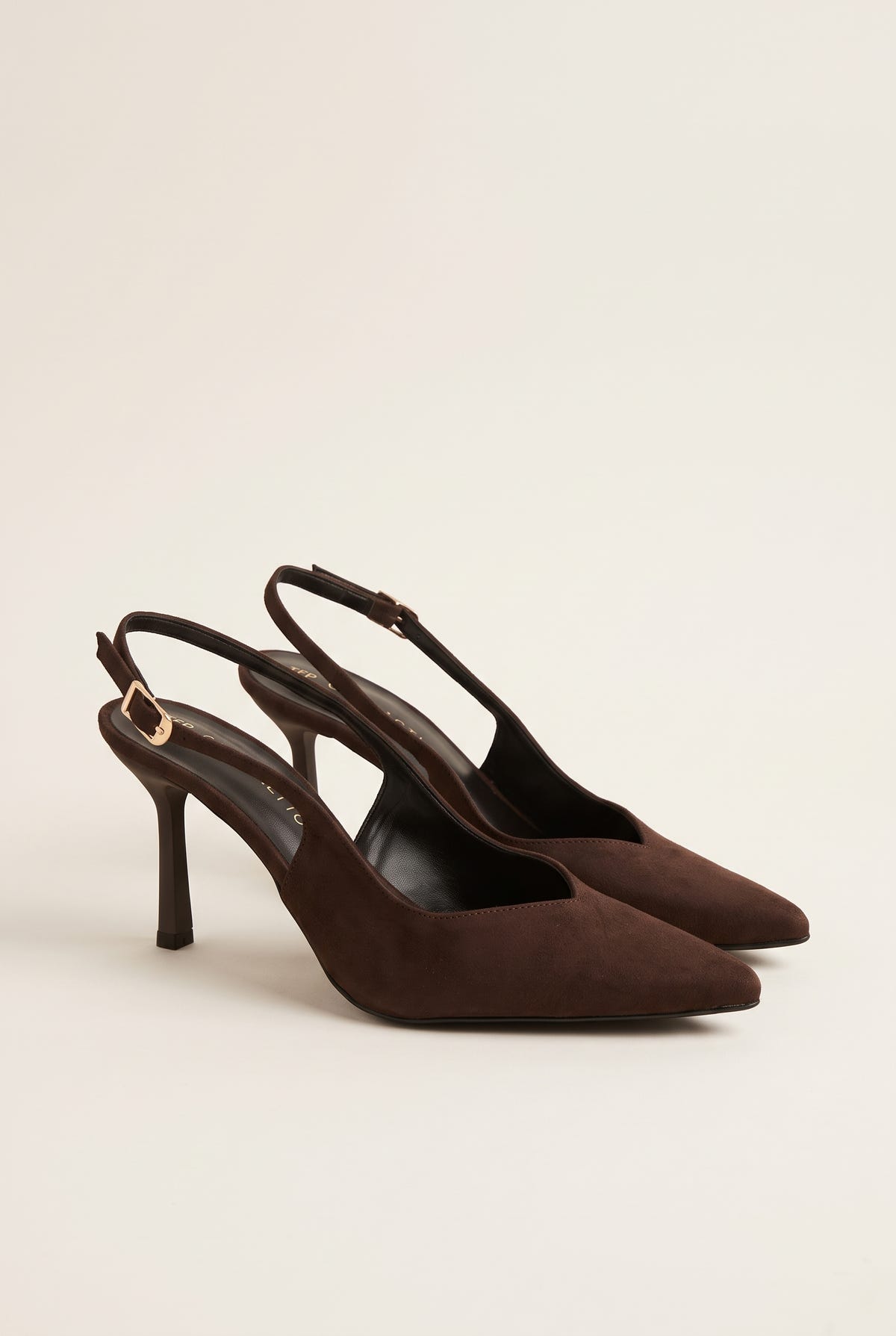 Γόβες στιλέτο Slingback μυτερές - Καφέ Σουέντ