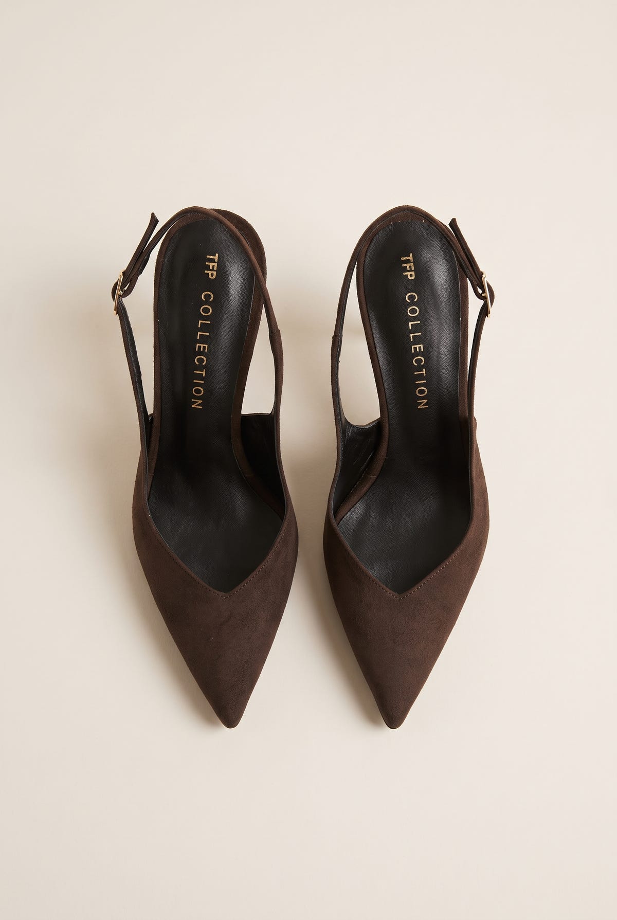 Γόβες στιλέτο Slingback μυτερές - Καφέ Σουέντ