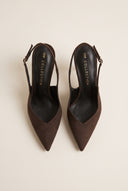 Stiletto Slingback Pumps Pointed Toe - Brown Suede