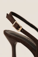 Stiletto Slingback Pumps Pointed Toe - Brown Suede