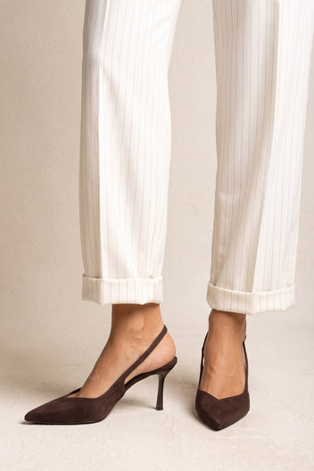 Γόβες στιλέτο Slingback μυτερές - Καφέ Σουέντ