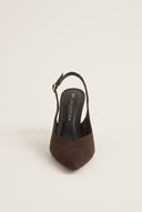 Stiletto Slingback Pumps Pointed Toe - Brown Suede